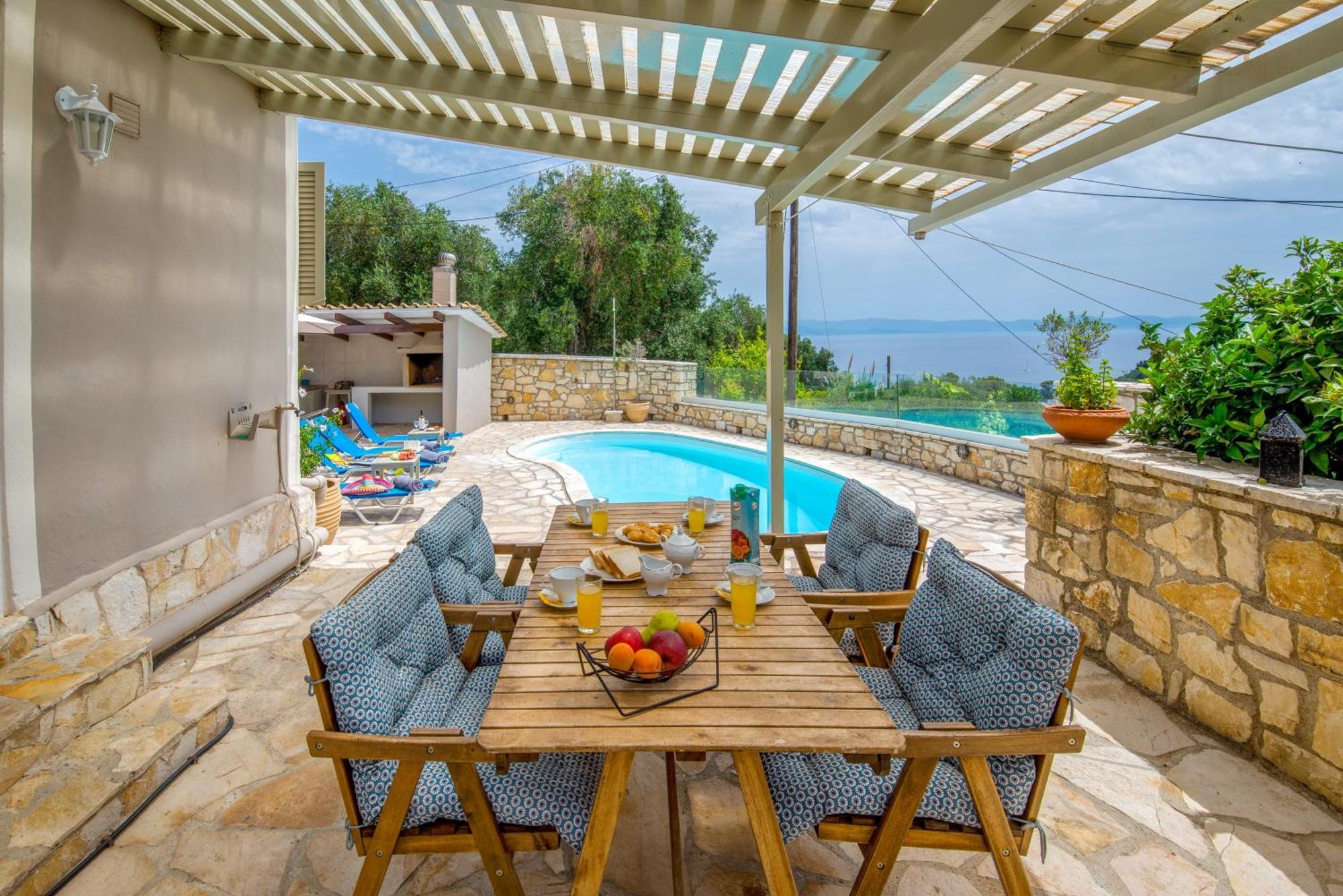 Loggos Seaview Cottage With Private Pool By Konnect Longós Eksteriør billede