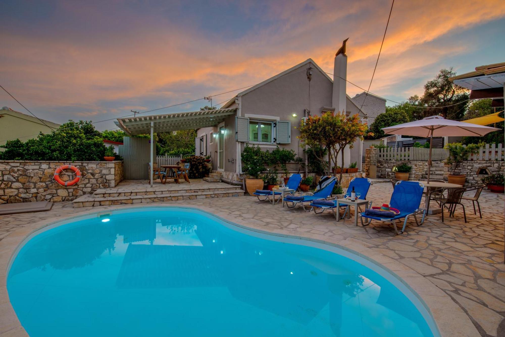 Loggos Seaview Cottage With Private Pool By Konnect Longós Eksteriør billede