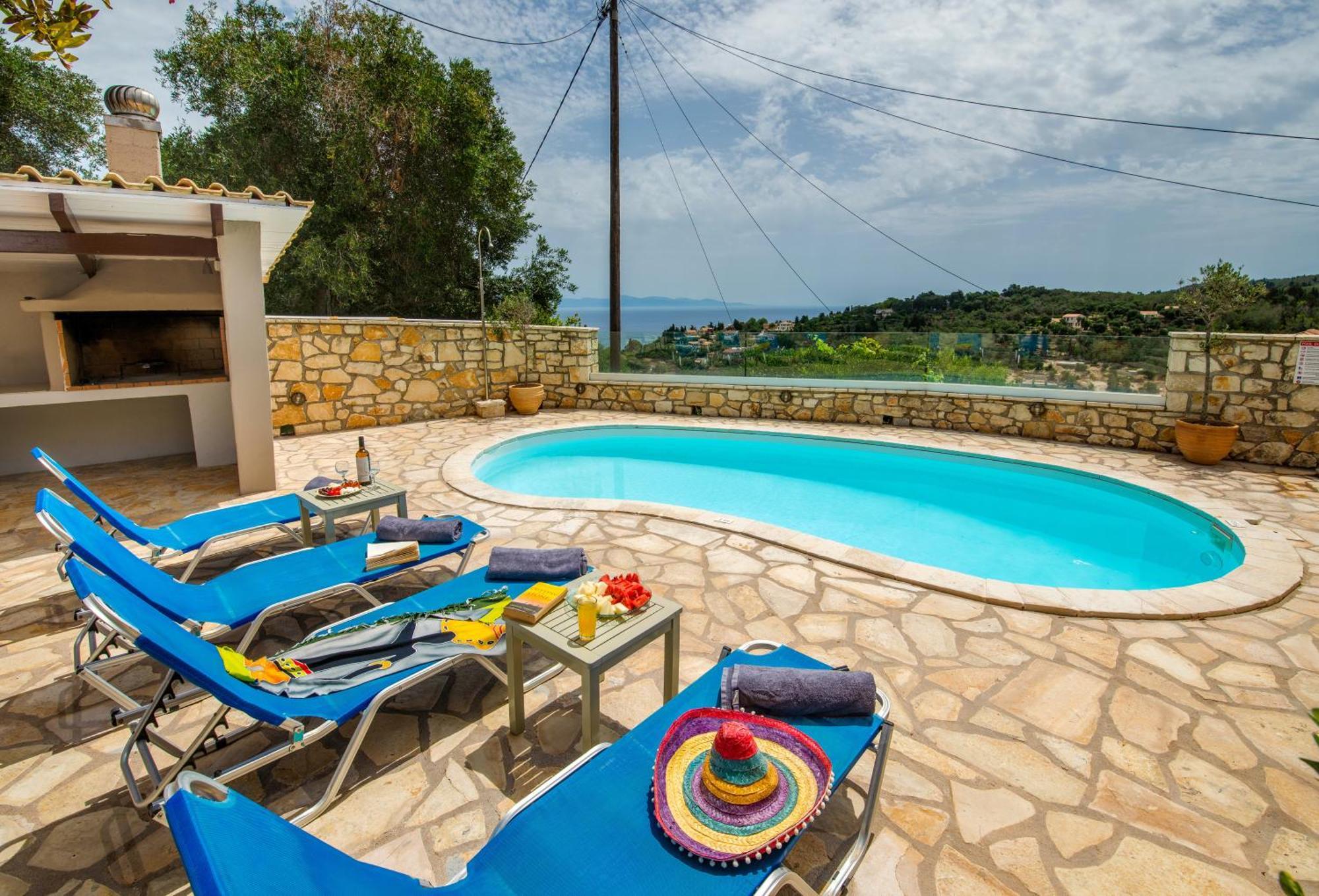 Loggos Seaview Cottage With Private Pool By Konnect Longós Eksteriør billede