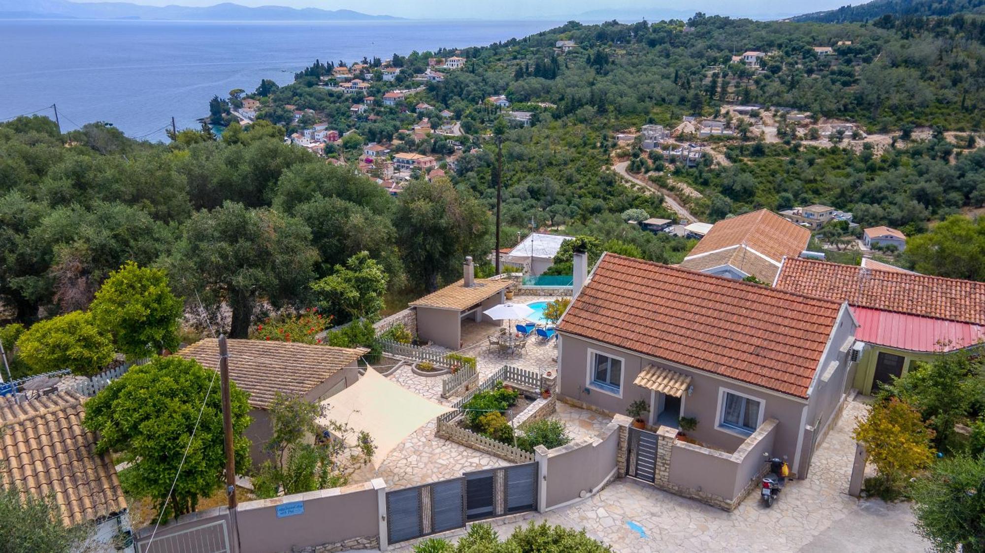 Loggos Seaview Cottage With Private Pool By Konnect Longós Eksteriør billede